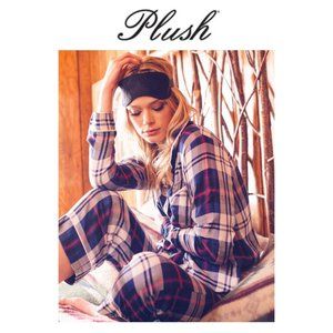 Plush Navy + Red Plaid Pajama Set